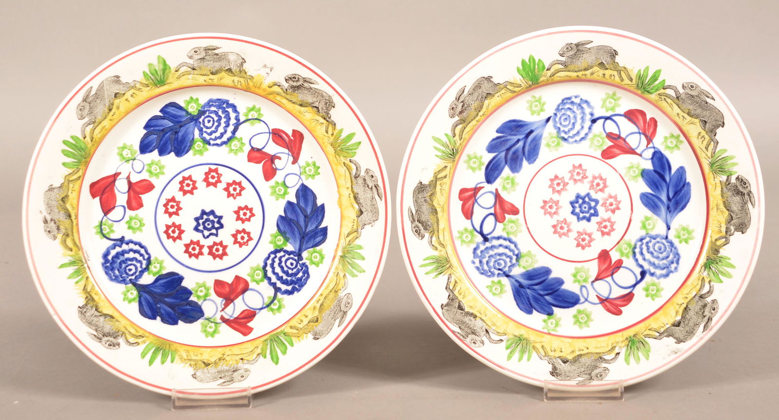 Two Stick Spatter Ironstone China Rabbitware Plates. (1 of 3)