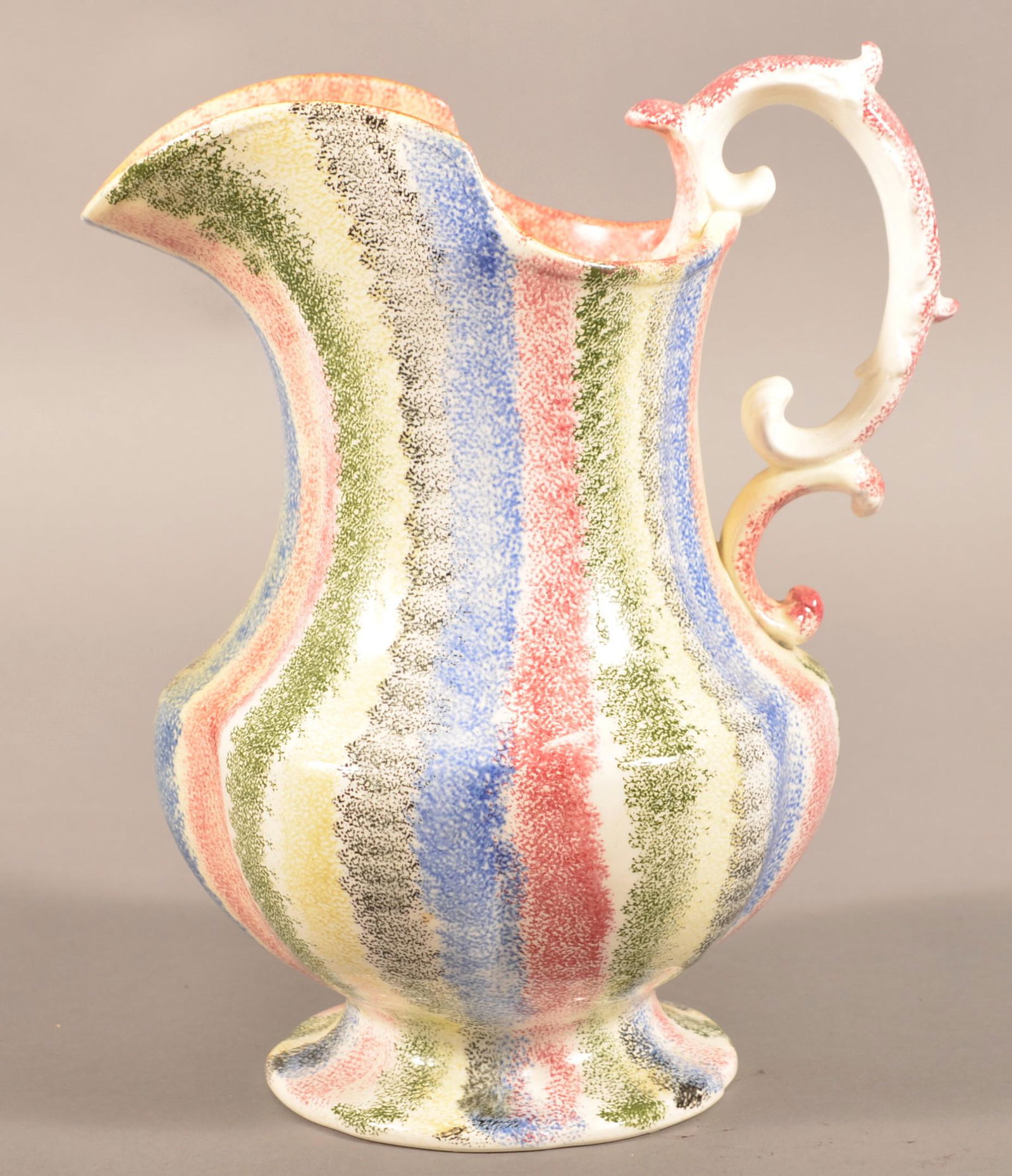 5-Color Rainbow Spatter China Water Pitcher. (1 of 5)