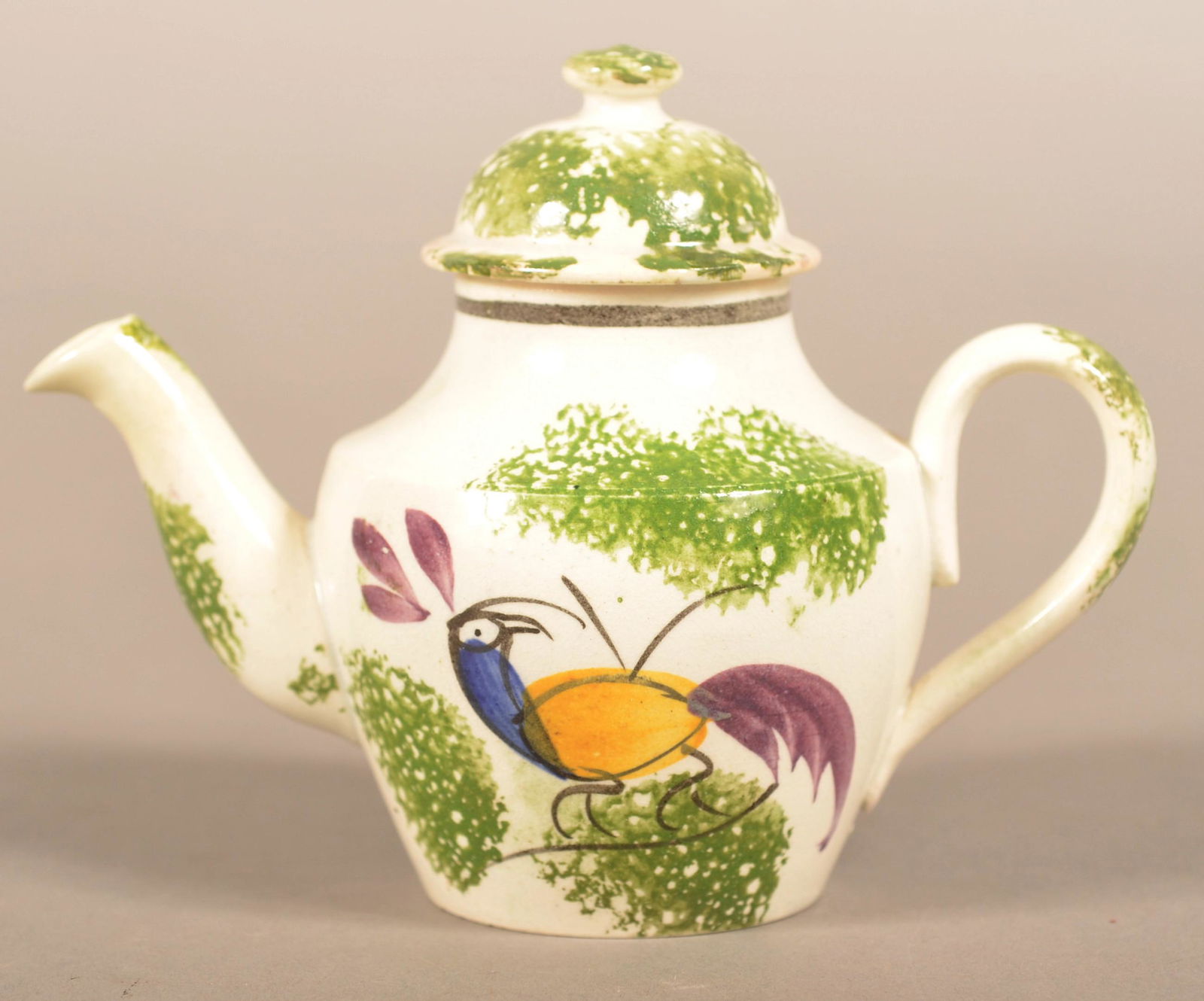 Leeds Type Peafowl Pattern Child's Teapot. (1 of 3)