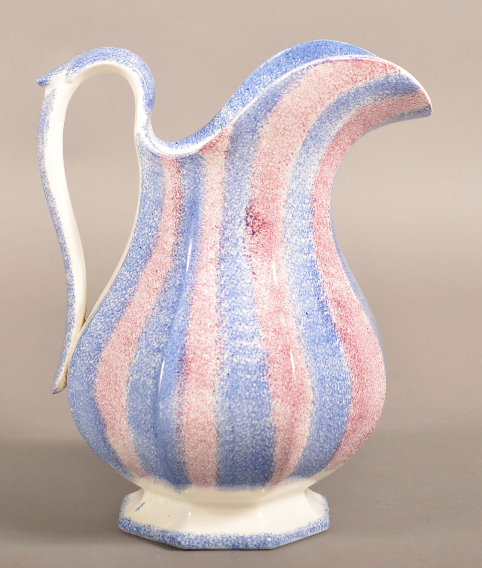 Red and Blue Rainbow Spatter China Water Pitcher. (1 of 5)