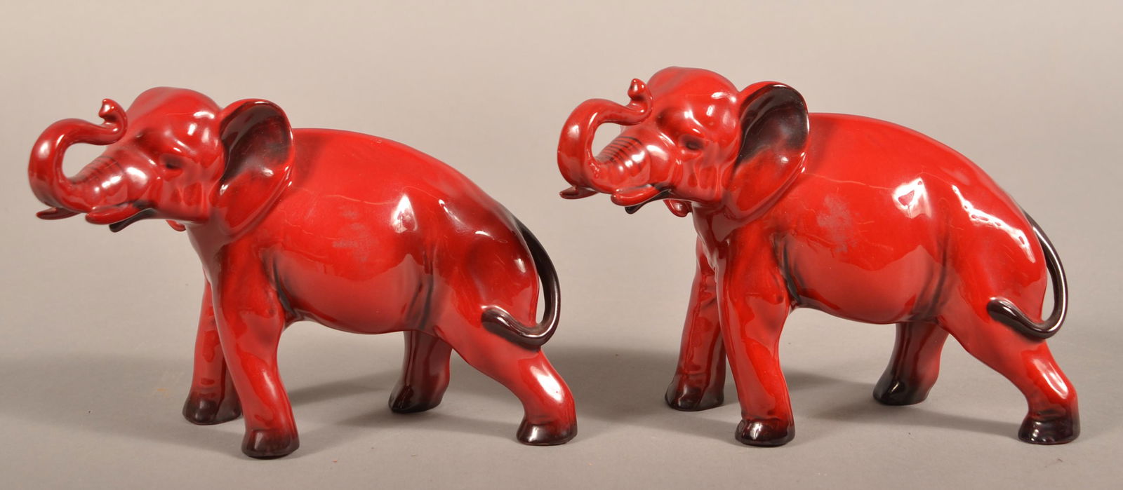 Two Royal Doulton Porcelain Flambe Elephant Figurines. (1 of 4)