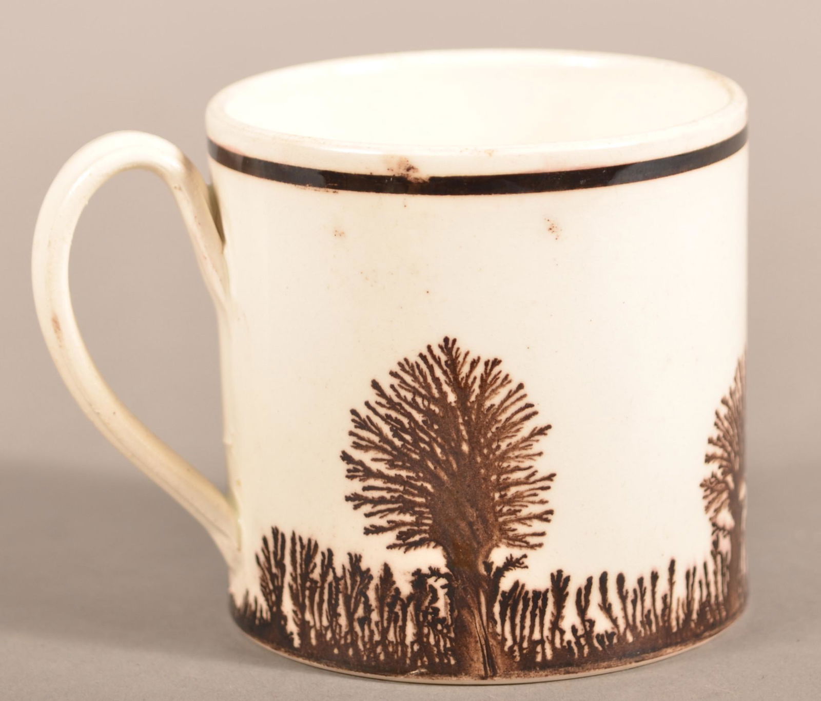 Mocha Seaweed Pattern Creamware Child's Mug. (1 of 4)