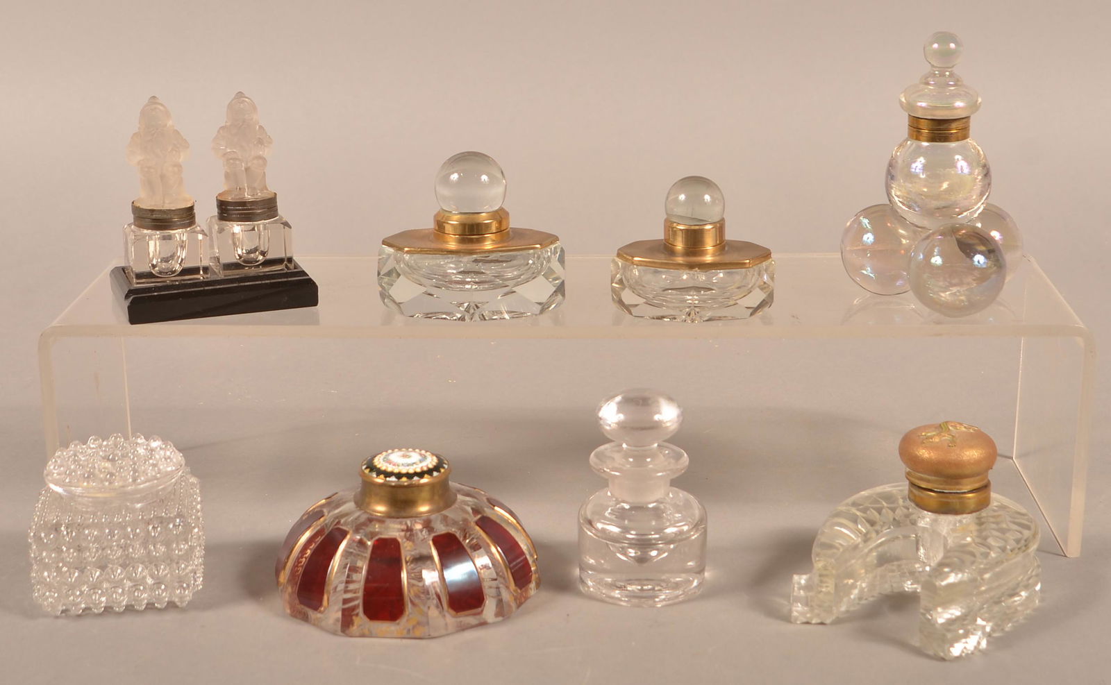 Eight Various Antique Glass Inkwells. (1 of 4)