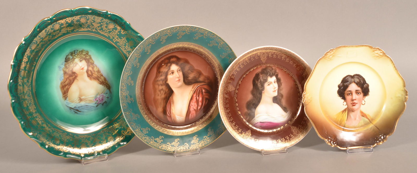 Four Various German Porcelain Female Portrait Plates. (1 of 5)