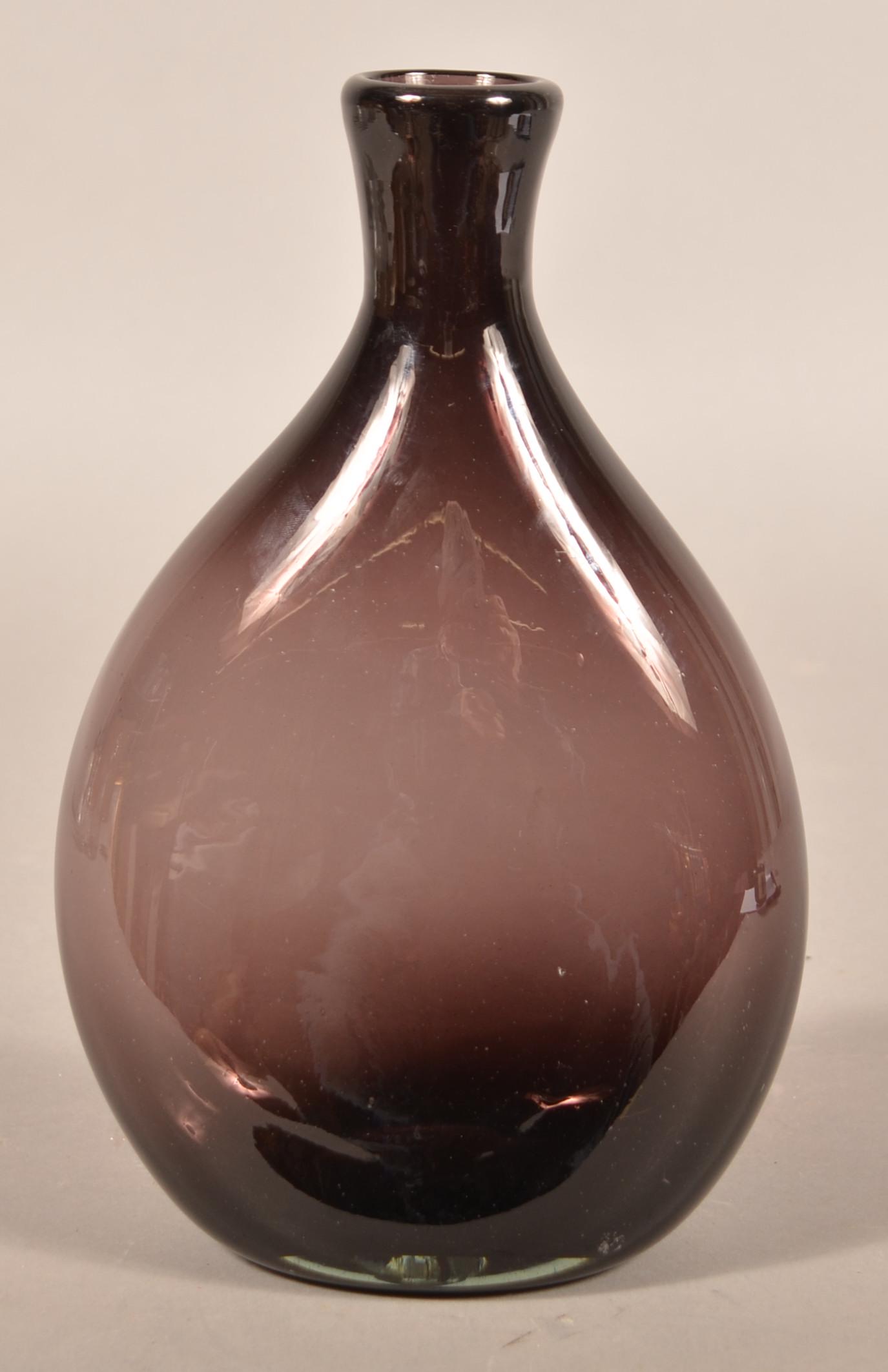 Antique Blown Pale Amethyst Glass Flask. (1 of 3)