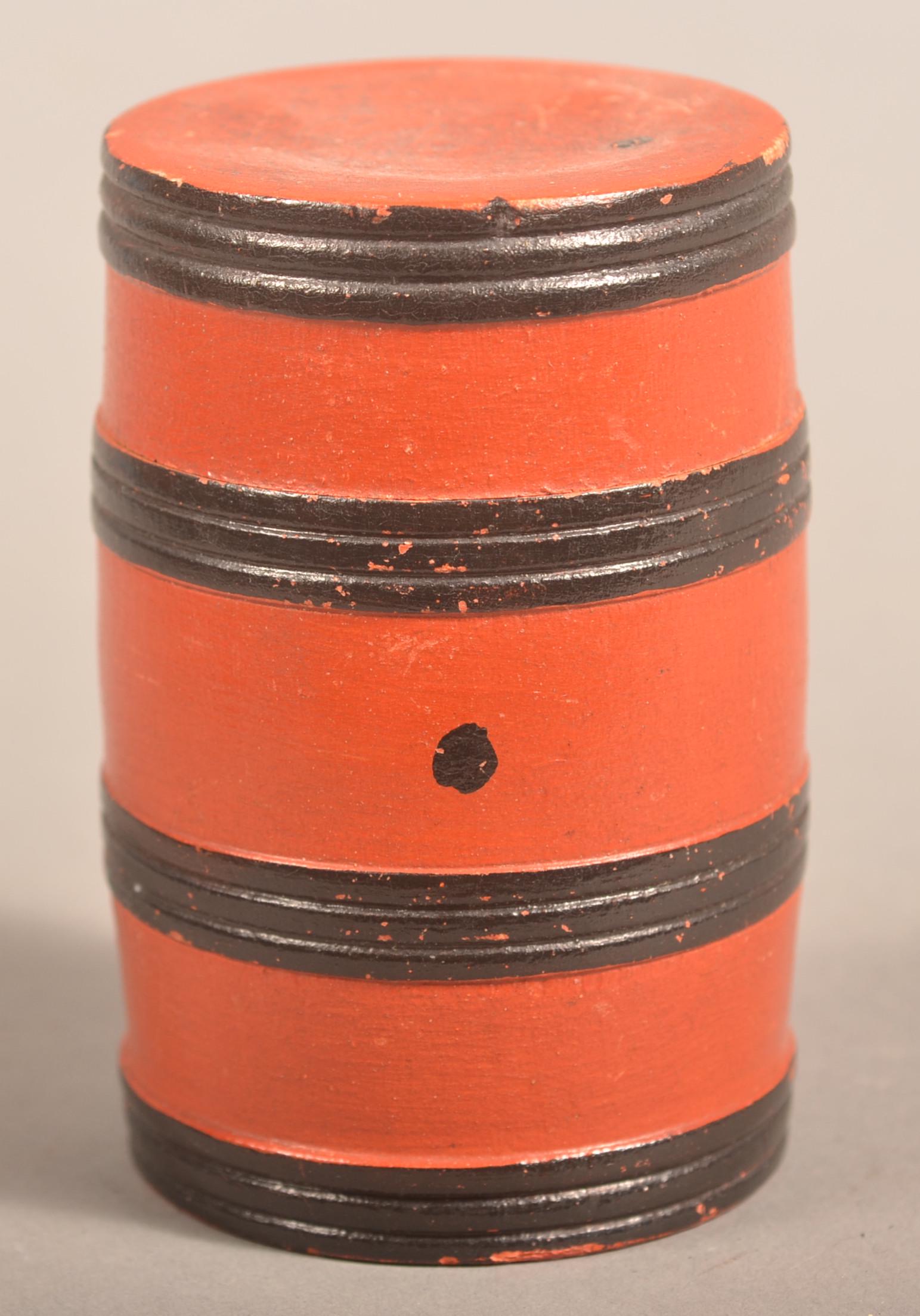 Lehnware Turned & Painted Barrel-Form Thread Holder. (1 of 4)