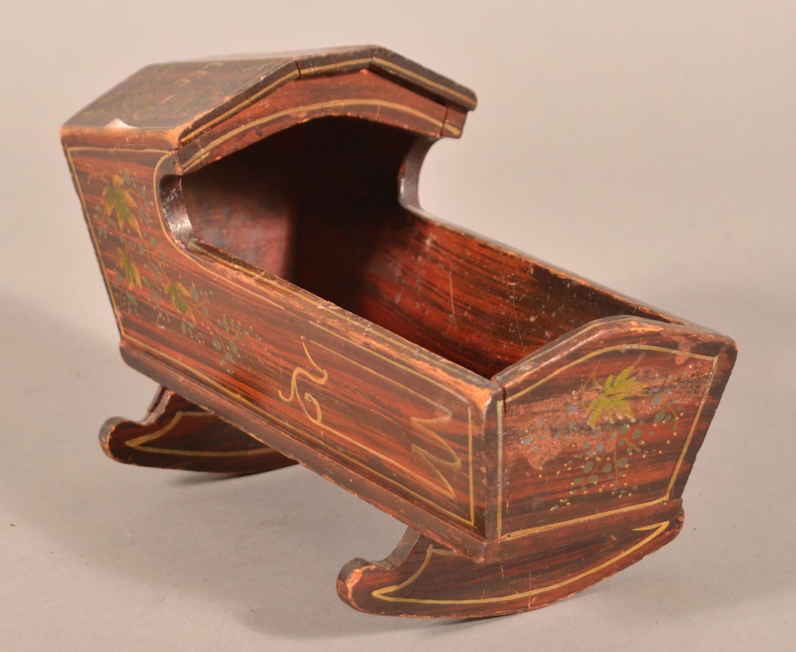 Child's Doll Cradle Signed "Anne Supplee 1858". (1 of 8)