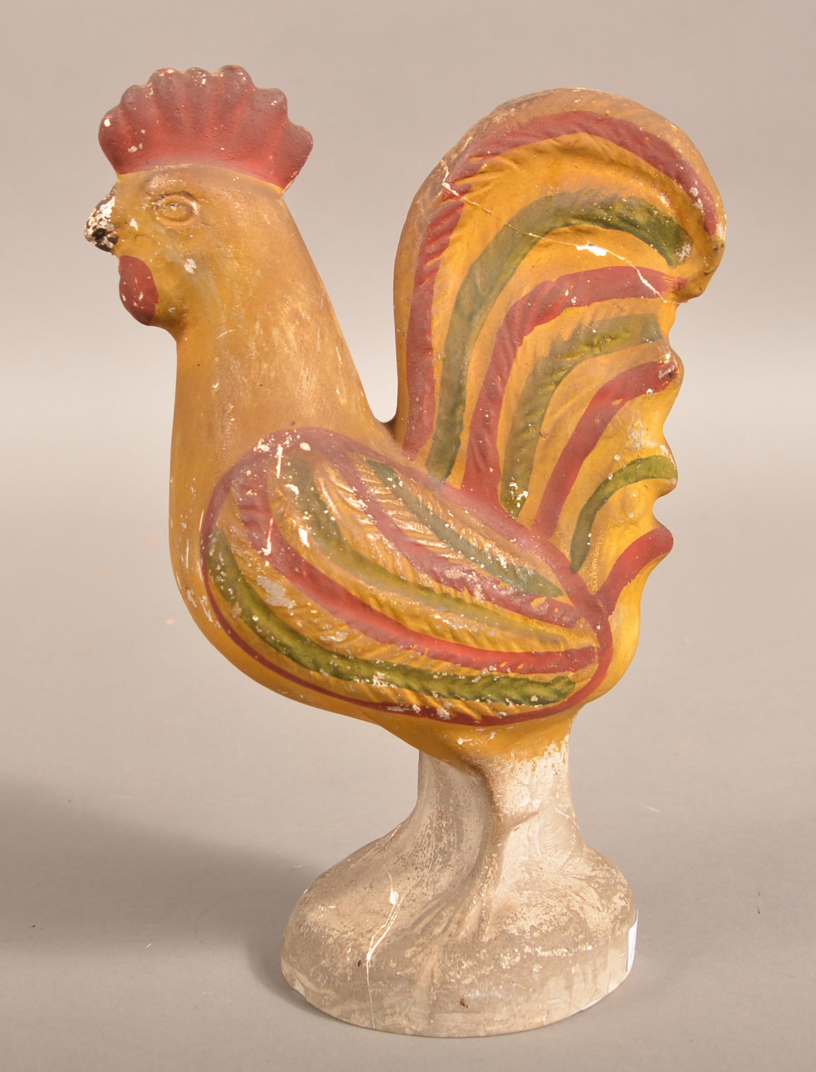 PA 19th Century Hollow Molded Chalkware Rooster. (1 of 4)