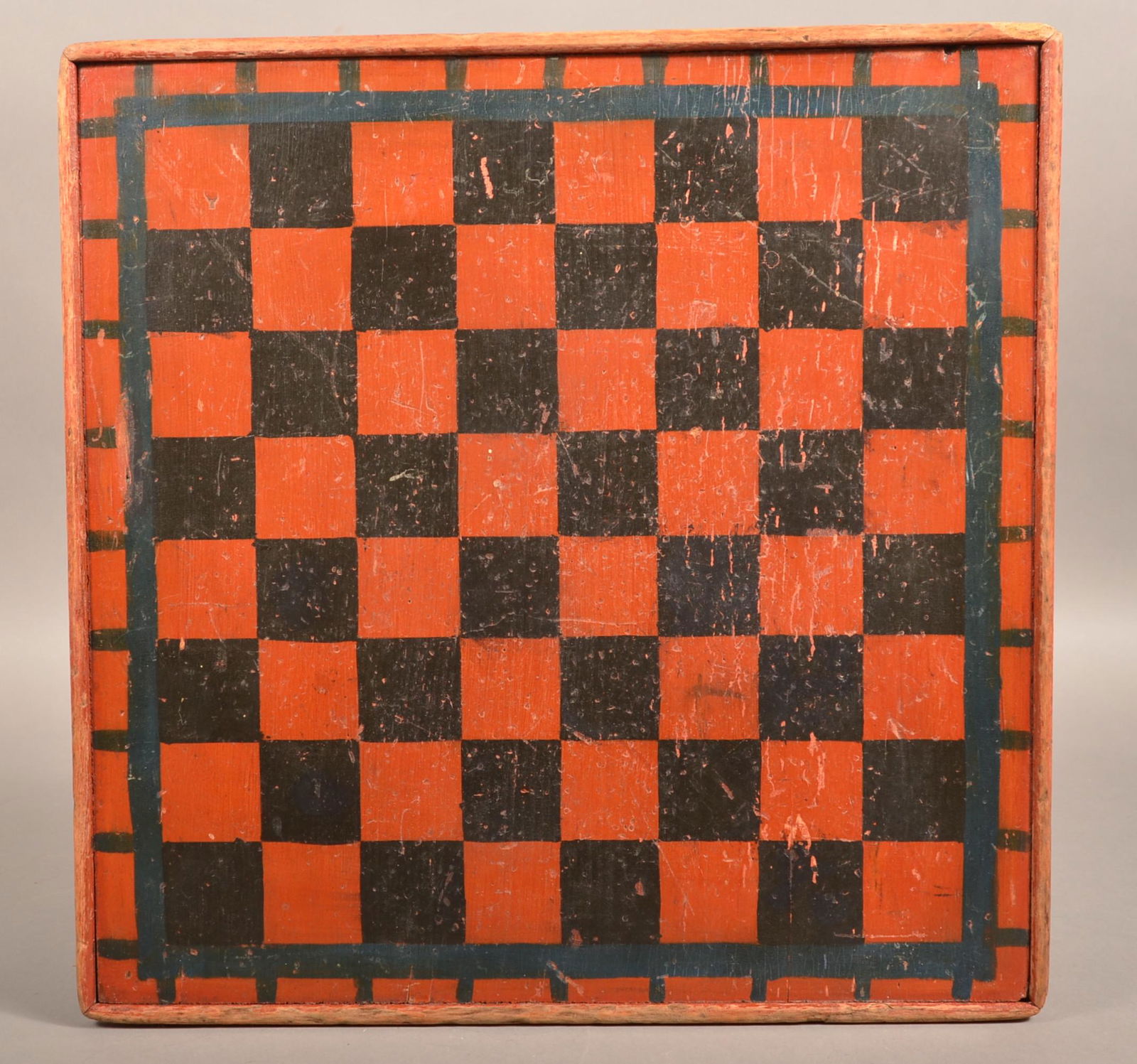 Antique Paint Decorated Pine Game Board. (1 of 3)