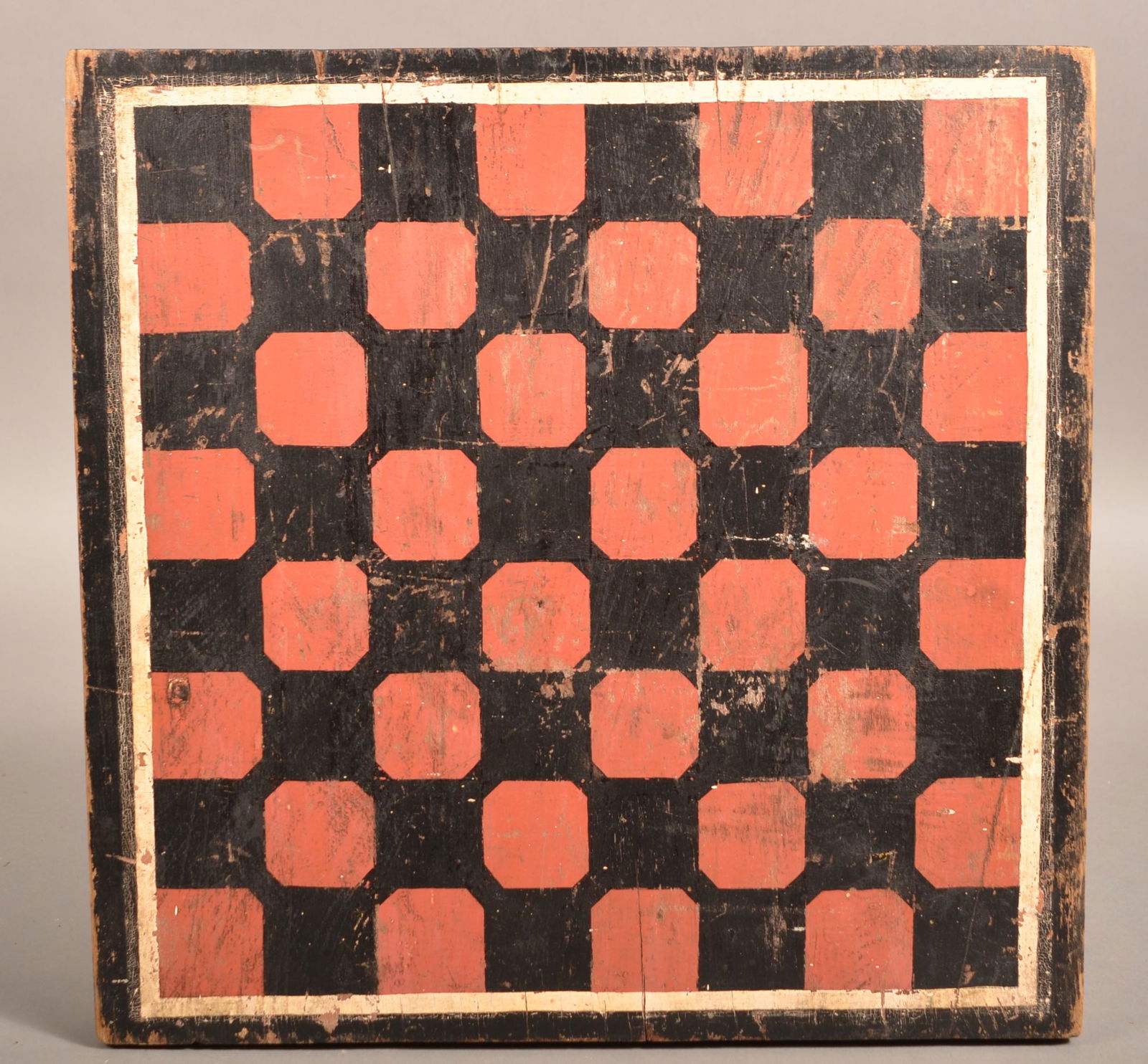 Antique Paint Decorated Cherry Game Board. (1 of 3)