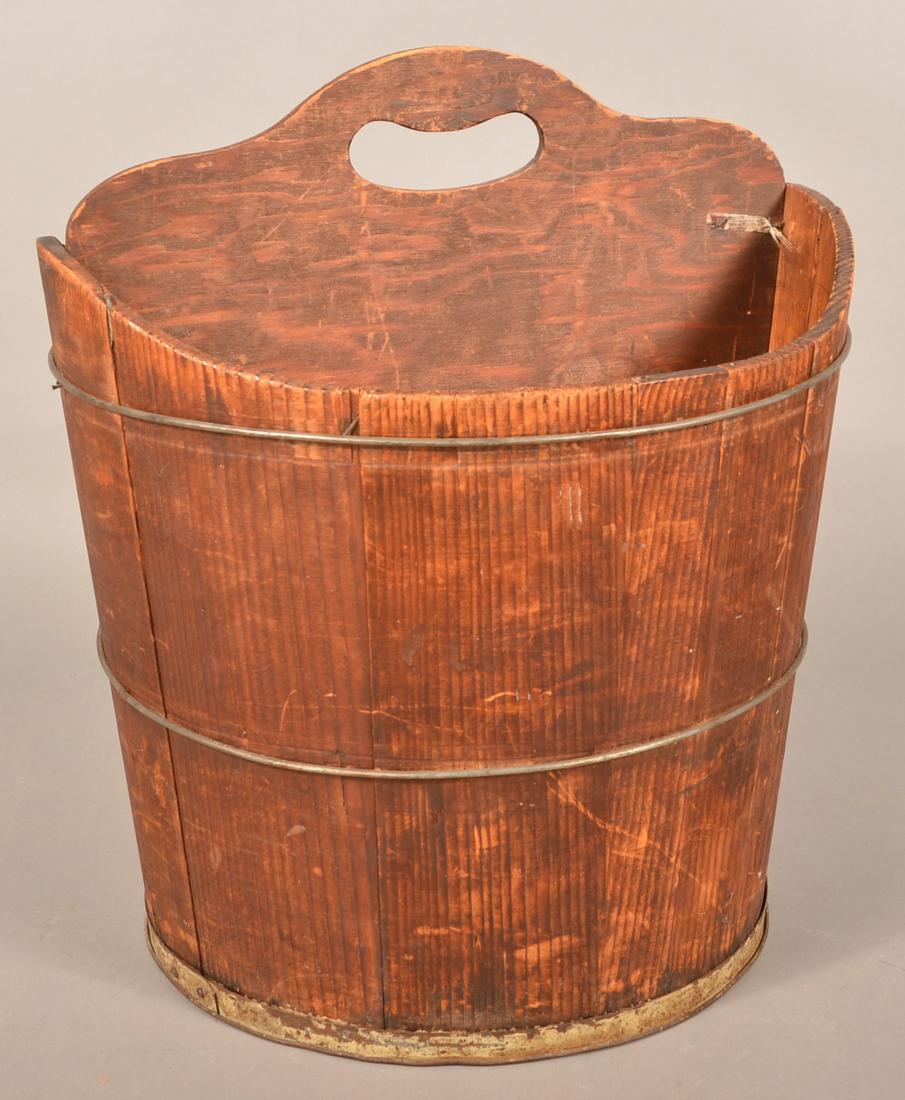 Antique Softwood Staved Divided Bucket. (1 of 3)