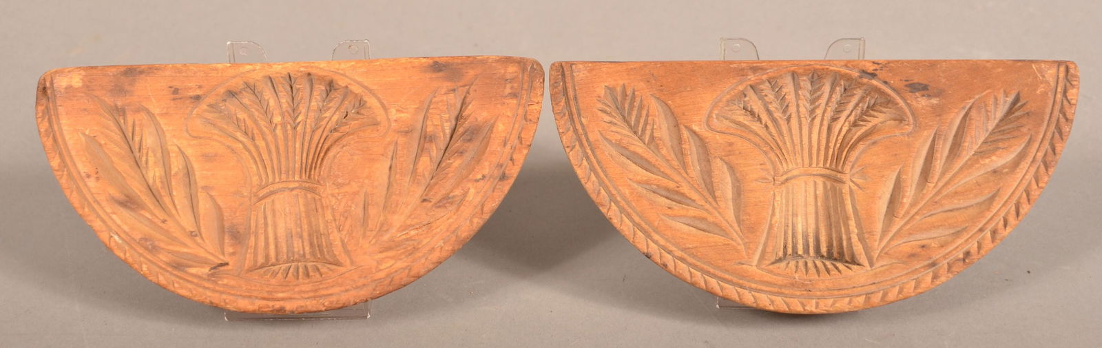 2 PA 19th Cent. Sheaf of Wheat Half-Round Butter (1 of 2)