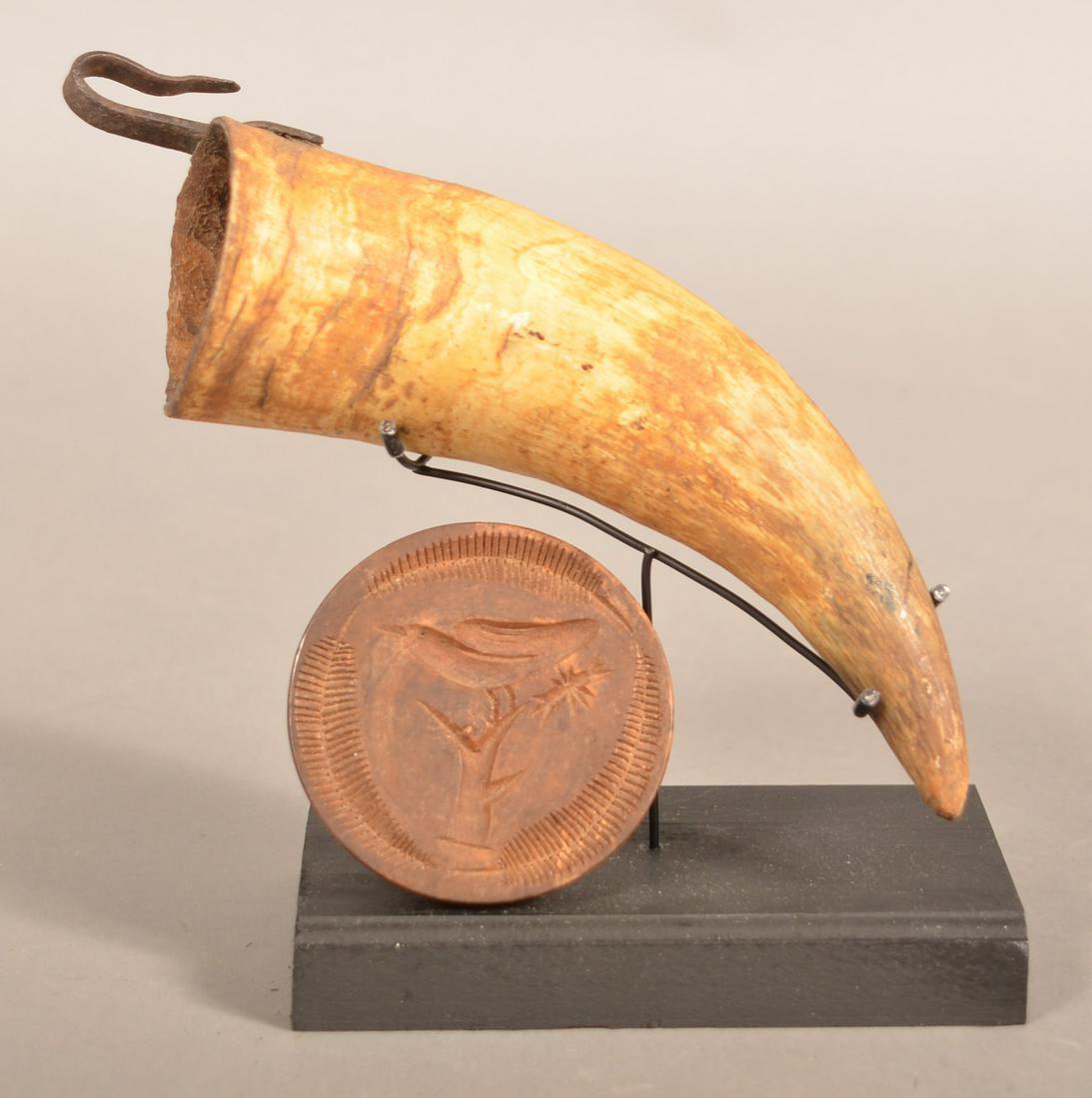 Antique Butter Print and Wet Stone Holder. (1 of 2)