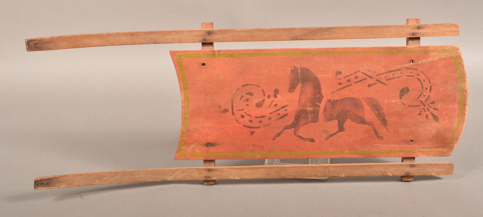 Antique Wood Trotting Horse Decorated Child's Sled. (1 of 3)