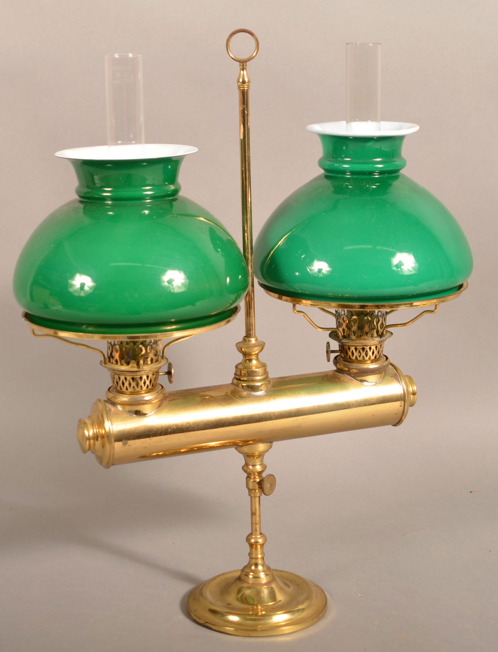 C.S. Spencer Brass Double-Burner Student Lamp. (1 of 5)