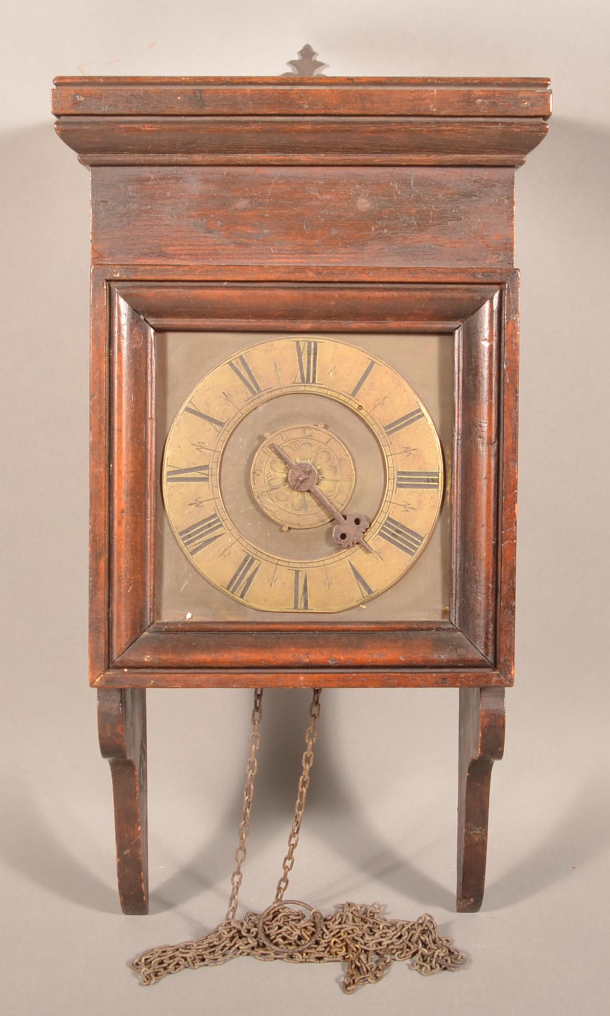 18th Century Pine Case Weight-Driven Wall Clock. (1 of 4)
