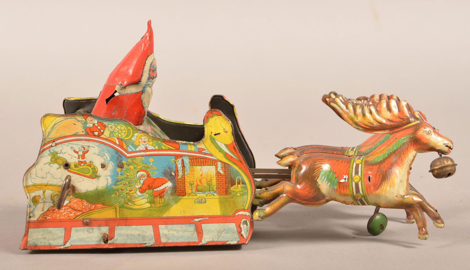 Strauss Tin Litho Wind-Up "Santee Claus" Toy. (1 of 7)