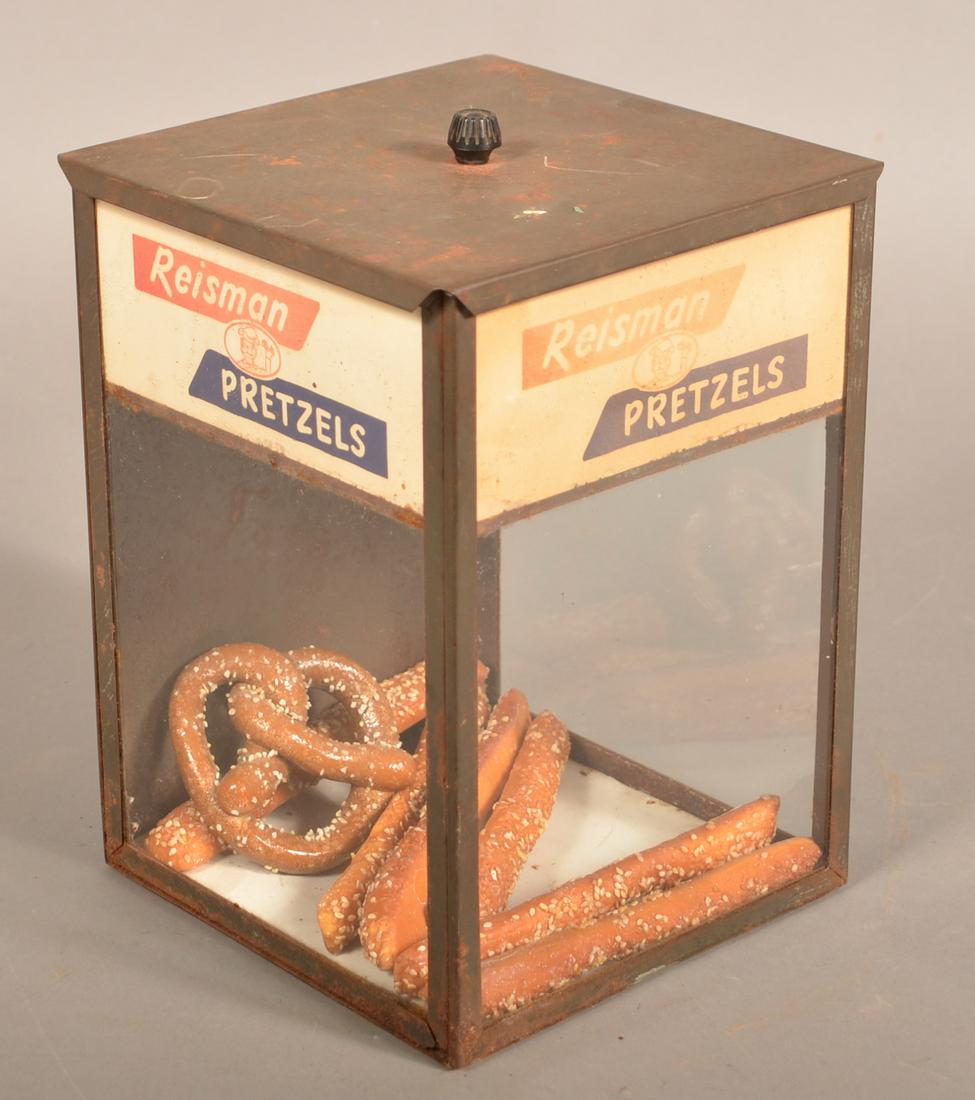 Reisman Pretzels Tin Framed Counter-Top Display Case. (1 of 2)