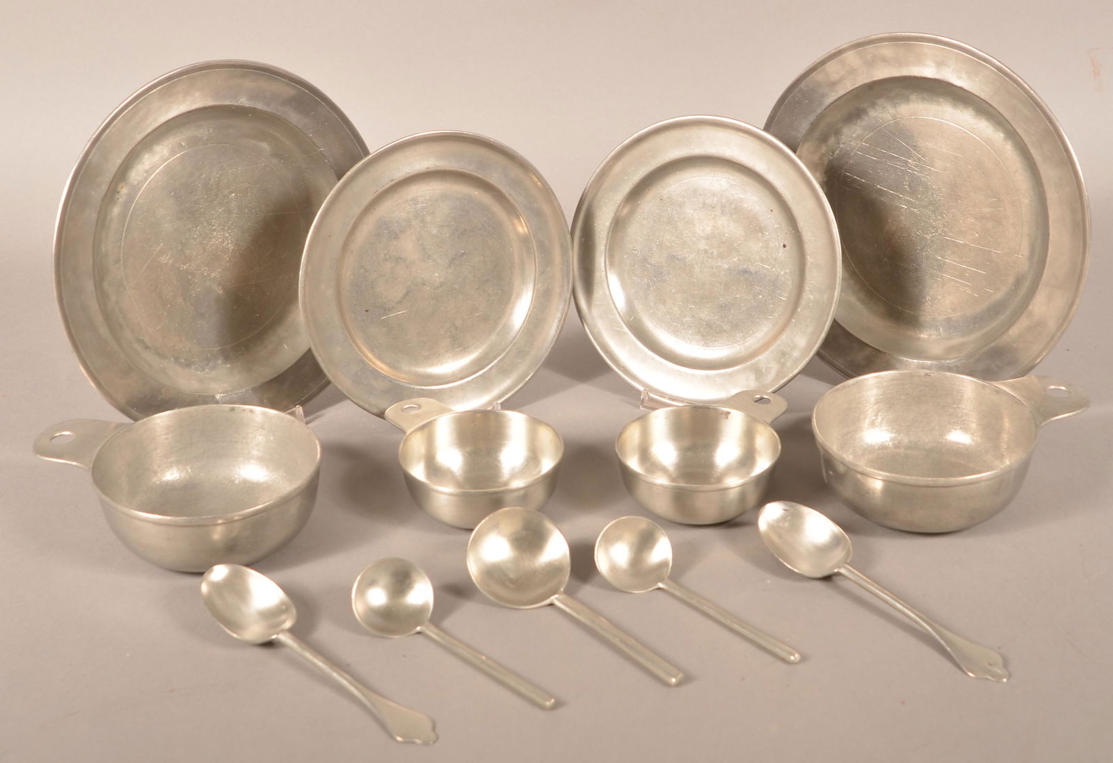 Grouping of "J.T.S." Period Style Pewter. (1 of 2)