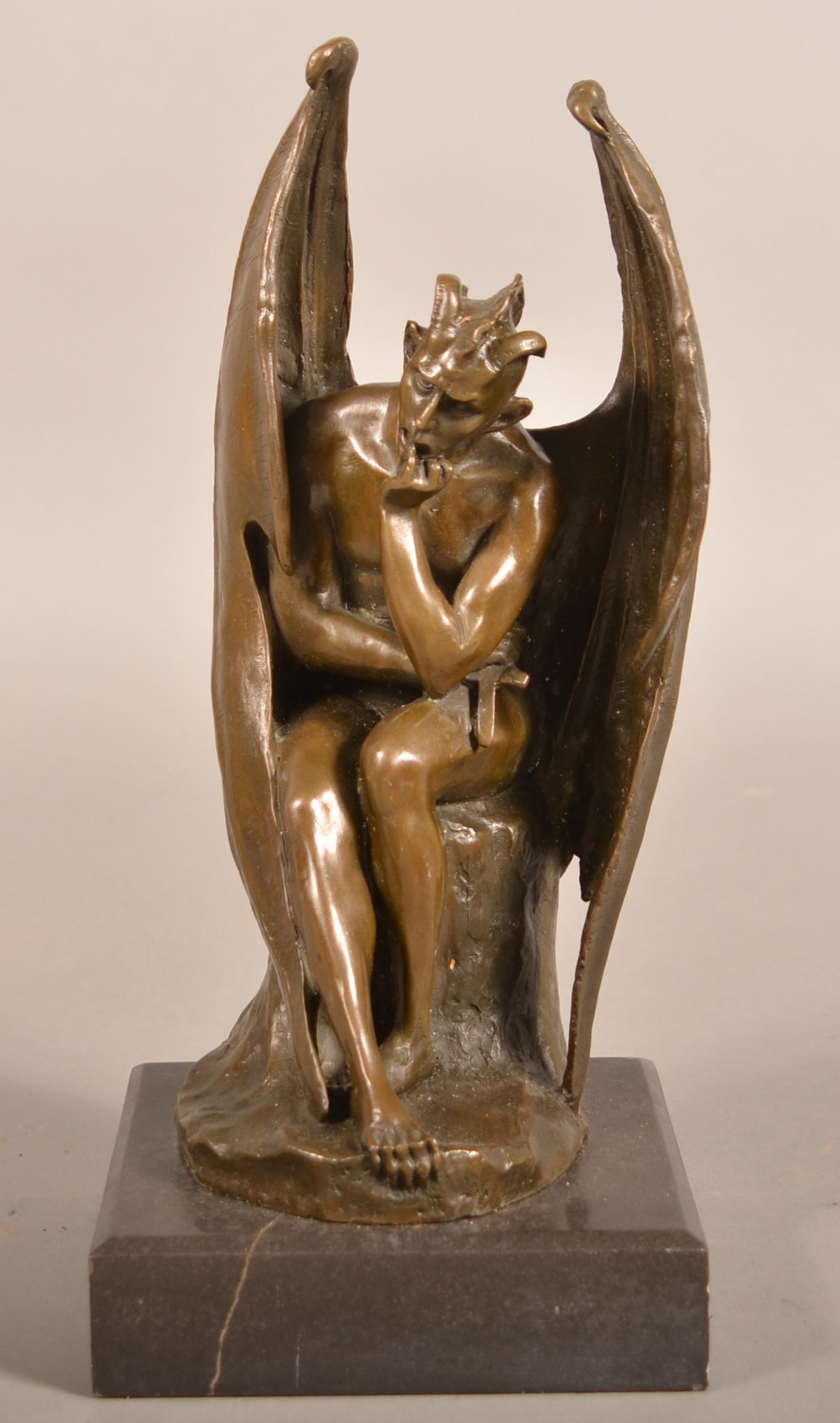 Bronze Sculpture of Satan Signed "Milo". (1 of 7)