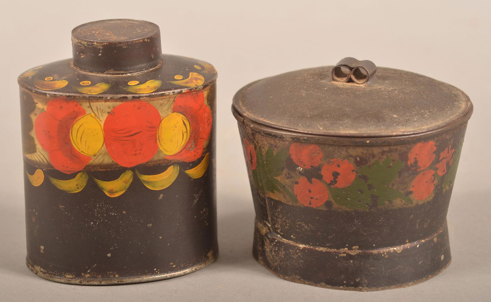 PA 19th Century Toleware Tea Caddy and Sugar Bowl. (1 of 4)
