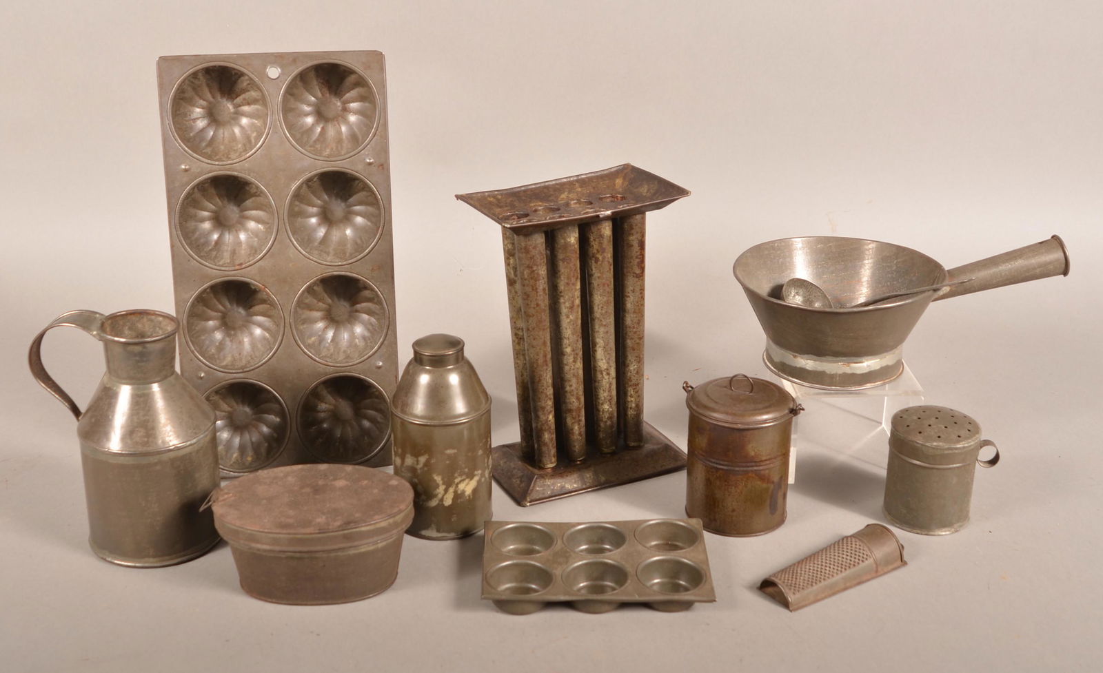 Lot of Antique Tin Utilitarian Items. (1 of 2)