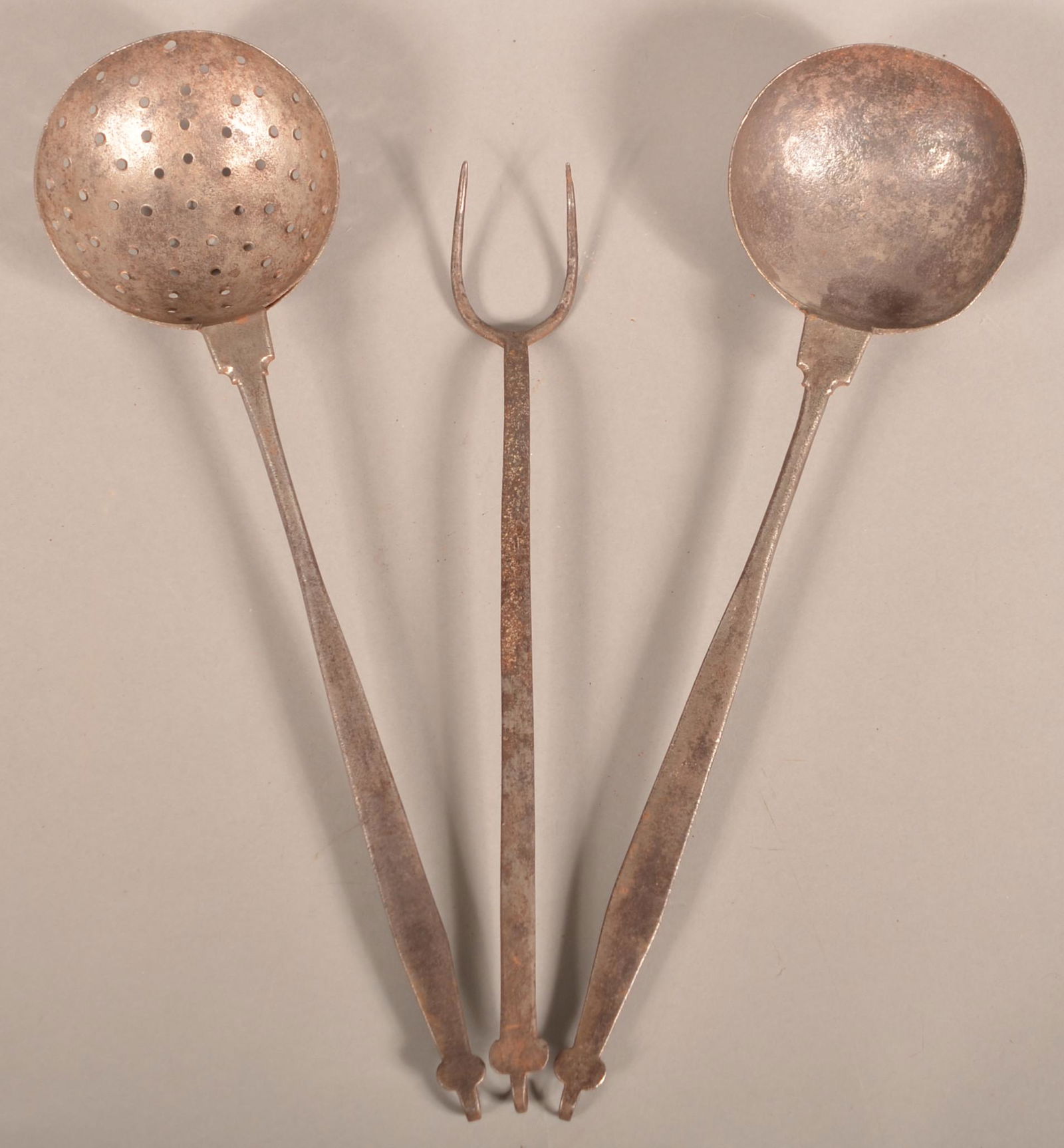 Set of Three Early 19th Century Wrought Iron Utensils. (1 of 4)
