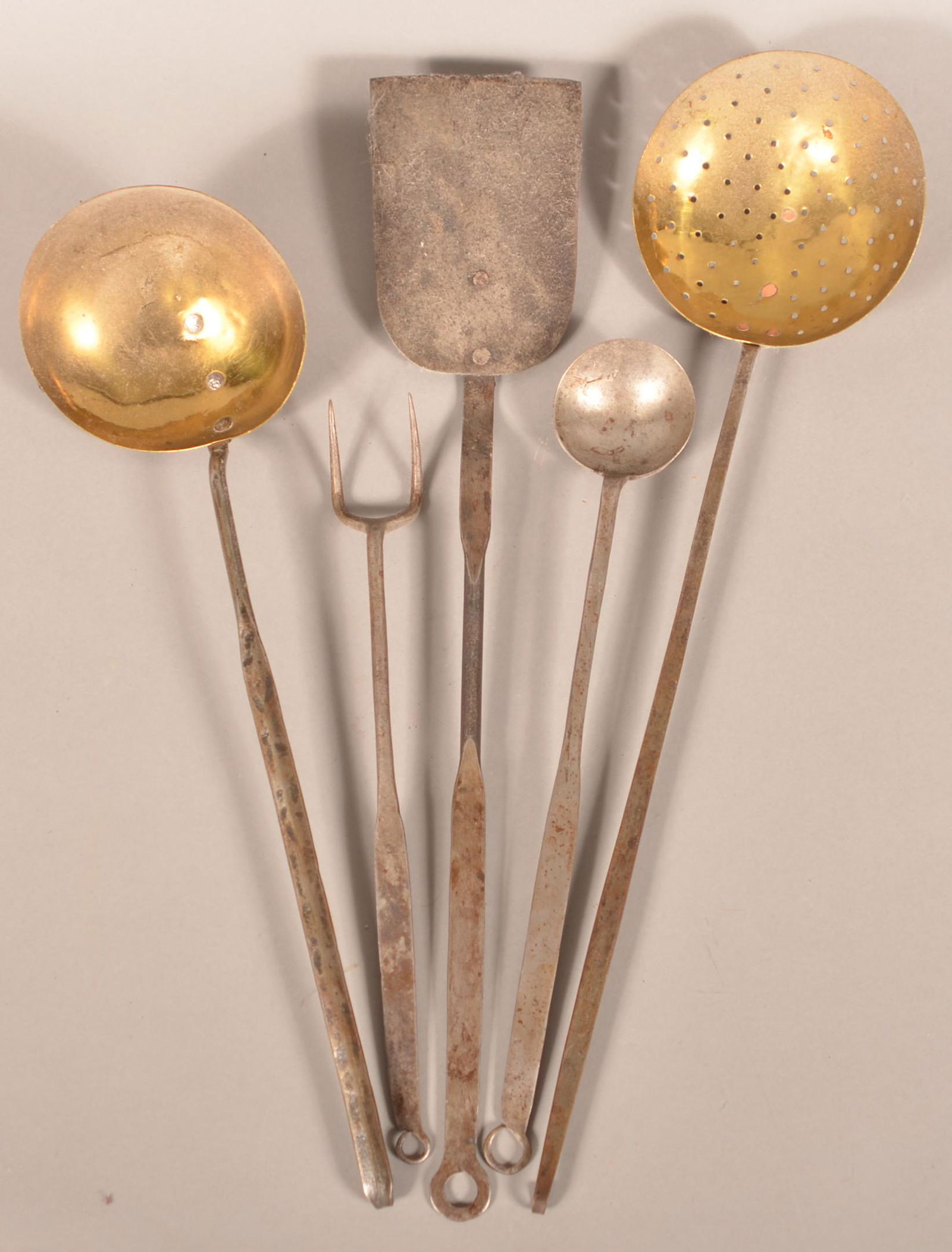 Five Various Antique Wrought Iron Utensils. (1 of 3)