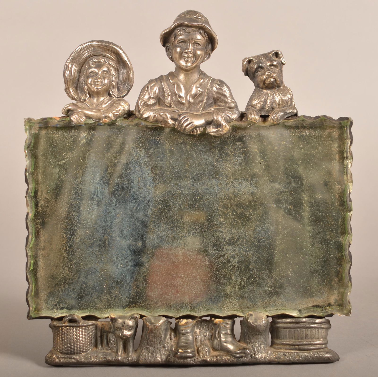 Cast Lead Figural Frame Stand-Up Mirror. (1 of 4)