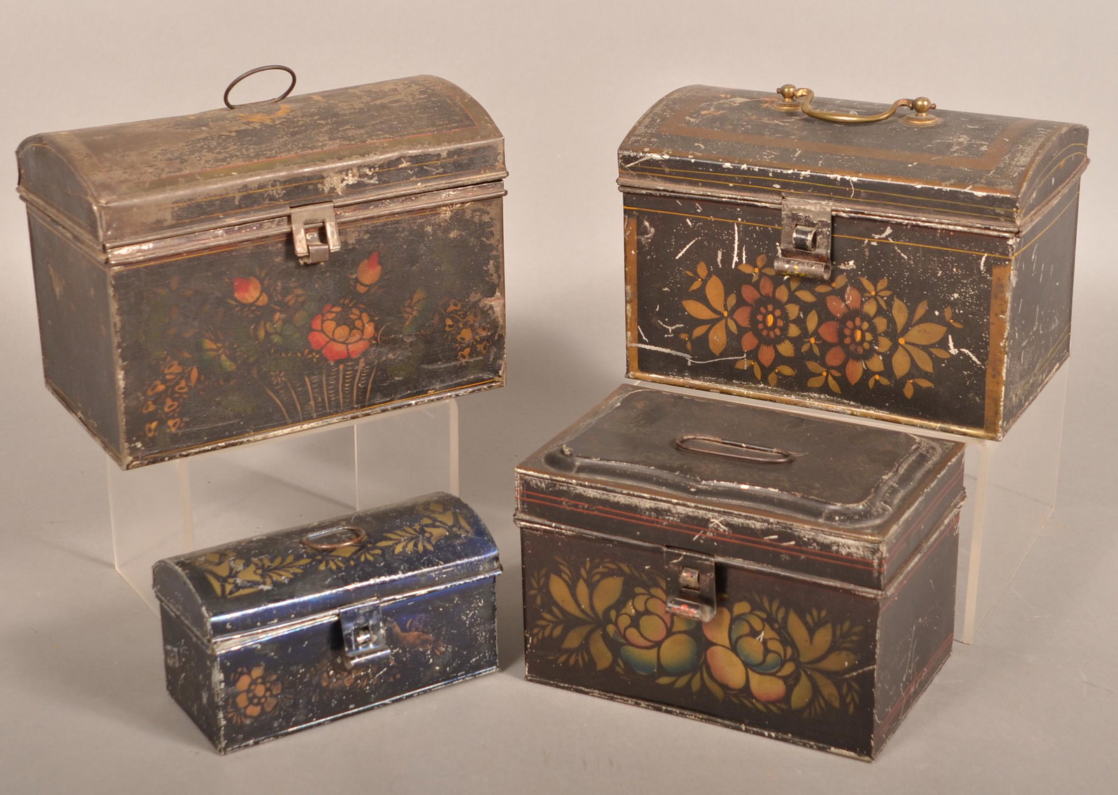 Four American 19th Century Toleware Document Boxes. (1 of 3)