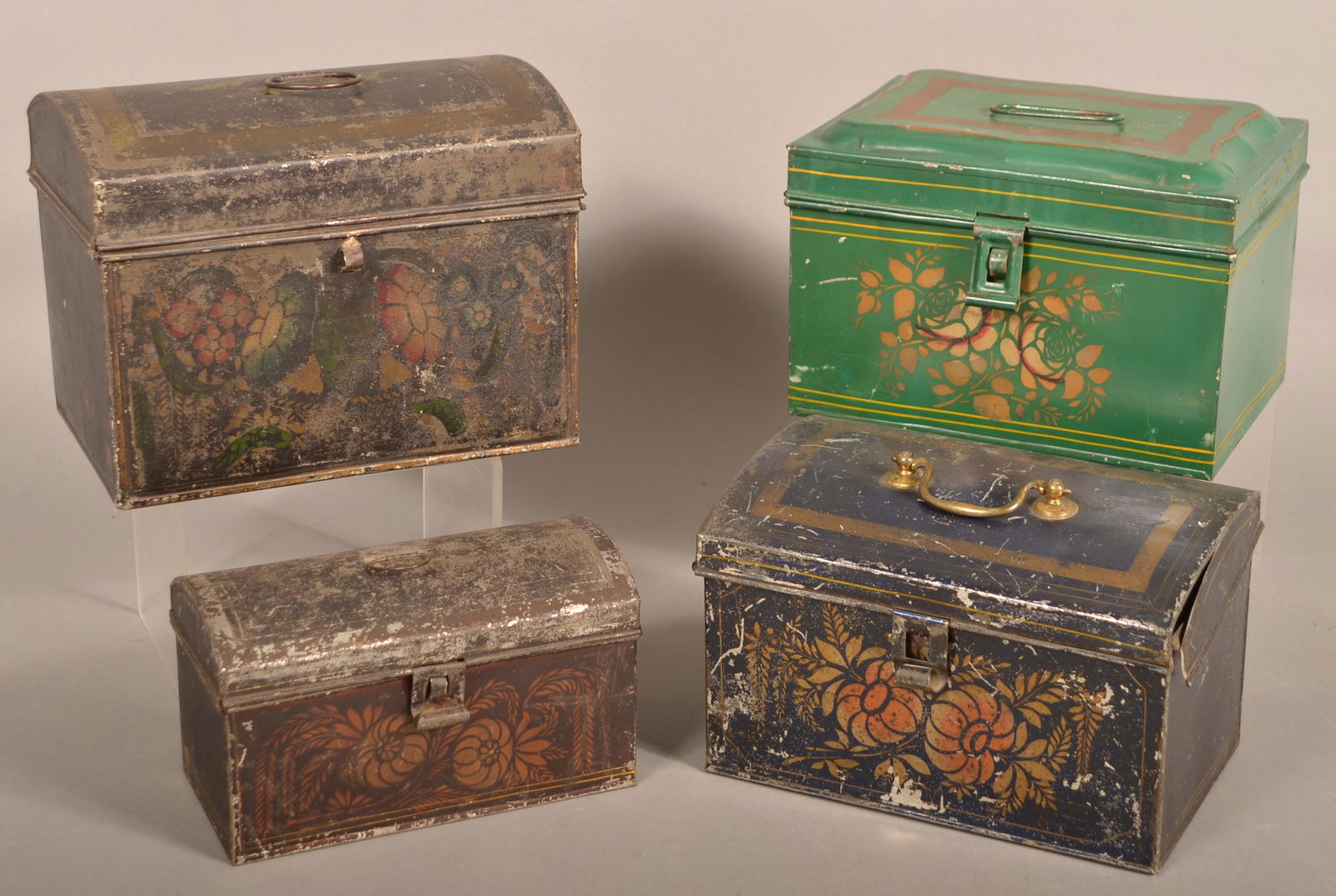 Four American 19th Century Toleware Document Boxes. (1 of 3)