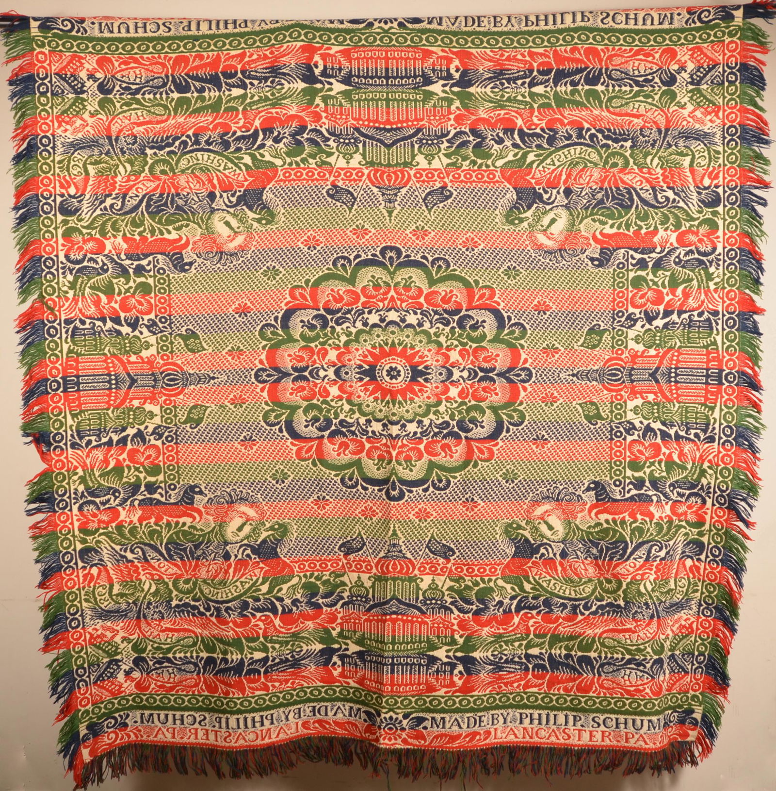 Lancaster, PA Patriotic 4-Color Jacquard Coverlet. (1 of 5)