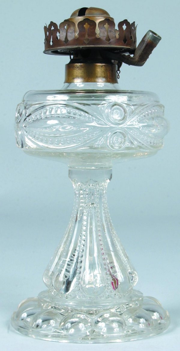 "Eyewinker" Glass Oil Lamp, burner having side fill