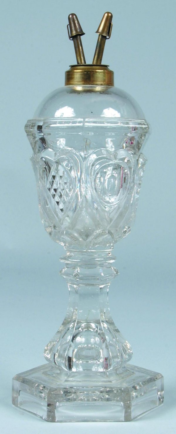 Colorless Sandwich Flint Glass "Heart" Camphene Ped