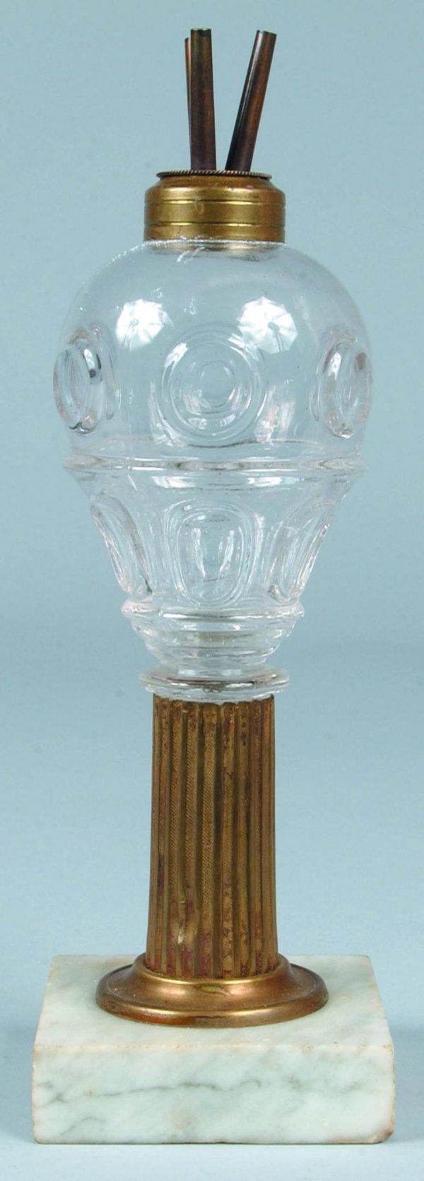 "Ring Putty" Colorless Glass Camphene Pedestal Lamp