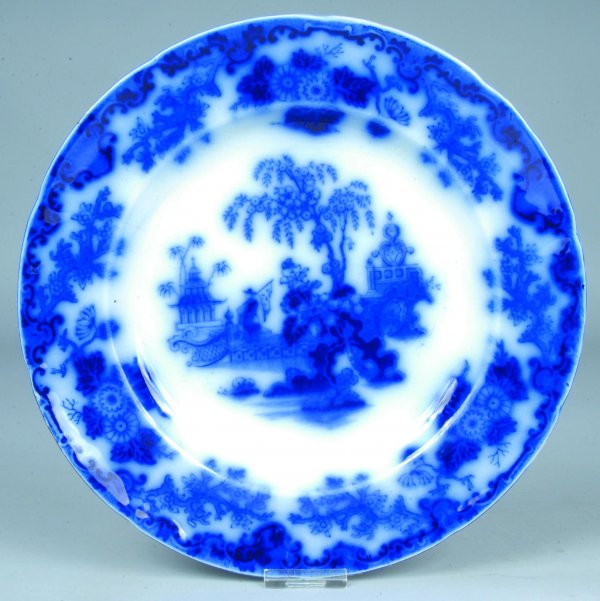 Flow Blue China Scinde pattern 10 ½" Plate by J. &: Flow Blue China Scinde pattern 10 ½" Plate by J. & G. Alcock. Chip on back of rim.