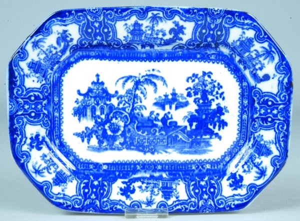 Flow Blue China Kyber pattern 10" Platter attribut: Flow Blue China Kyber pattern 10" Platter attributed to Adams & Co. Good.