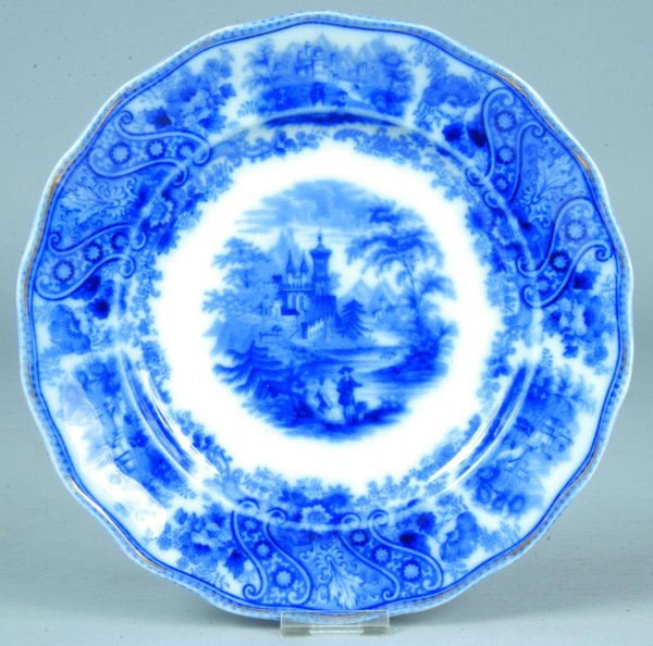 Flow Blue China Nonpareil pattern 8 ¾" Scalloped E: Flow Blue China Nonpareil pattern 8 ¾" Scalloped Edge Plate by Burgess & Leigh. Good.