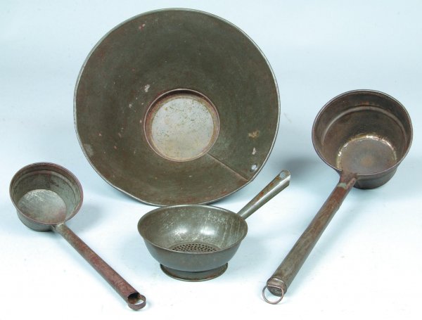 19th Century Tin Dippers and Strainers, dippers wi