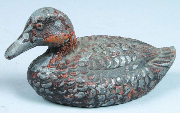 Molded Lead Duck Form Gate Weight, 3-1/4"h., (pain: Molded Lead Duck Form Gate Weight, 3-1/4"h., (paint loss thru-out).