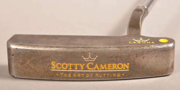 Titleist Scotty Cameron Oil Can Laguna Tour Dot Putter: Titleist Scotty Cameron Oil Can Laguna Hand Stamped Tour Dot Putter. 35"l. Good, grips are dry.