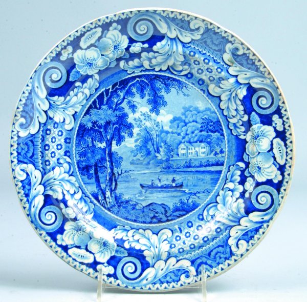 Staffordshire Blue Transfer China "Hollywell Cotta: Staffordshire Blue Transfer China "Hollywell Cottage, Cavan" 10" Plate marked Riley. Condition: Good.