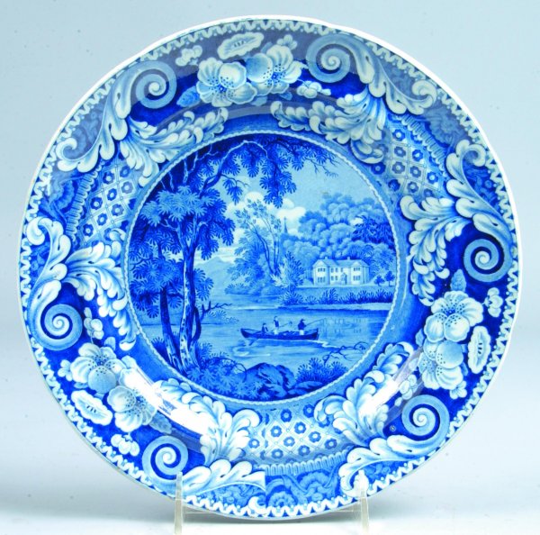 Staffordshire Blue Transfer China "Hollywell Cotta: Staffordshire Blue Transfer China "Hollywell Cottage, Cavan" 10" Plate marked Riley. Condition: Good.