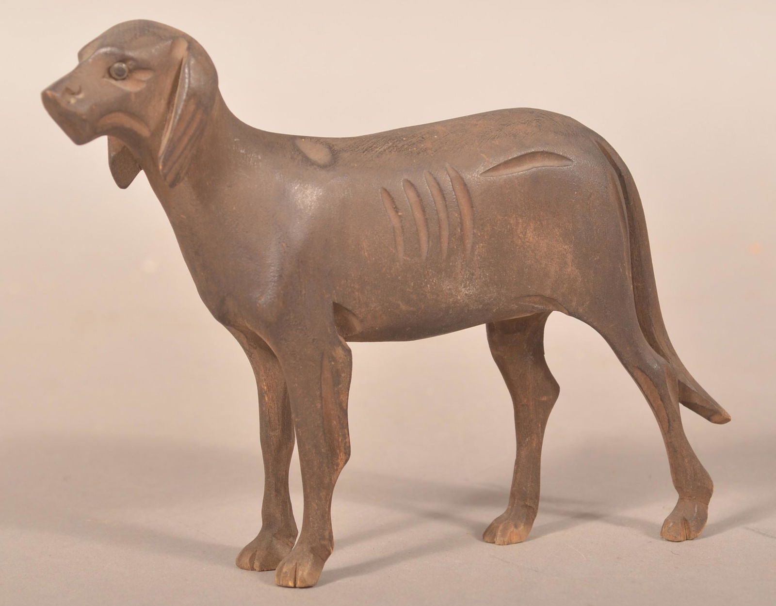 Antique Carved Wood Folk Art Figure of Hound (1 of 3)
