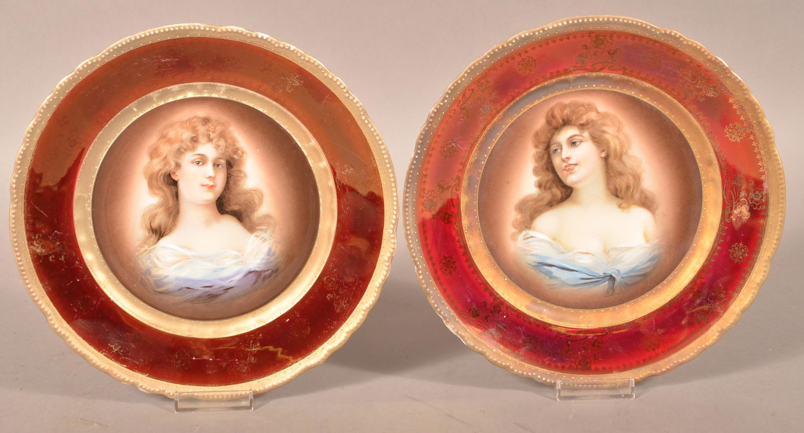 2 Austria Transfer Decorated Portrait Plates (1 of 2)