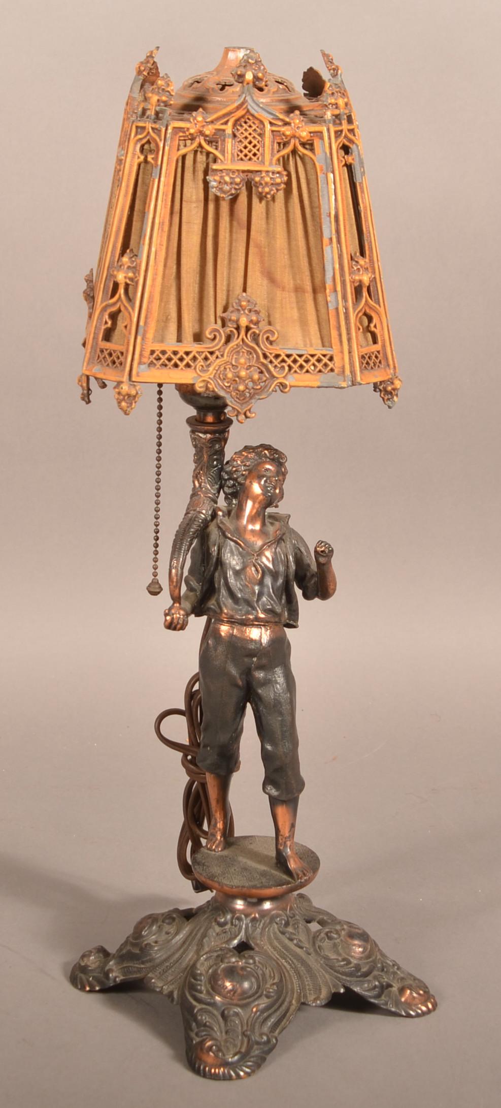 Gilt Spelter Metal Figural Table Lamp (1 of 4)
