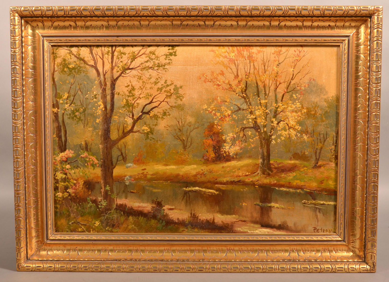 Vintage Oil on Canvas Stream Scape Signed Petroni (1 of 4)