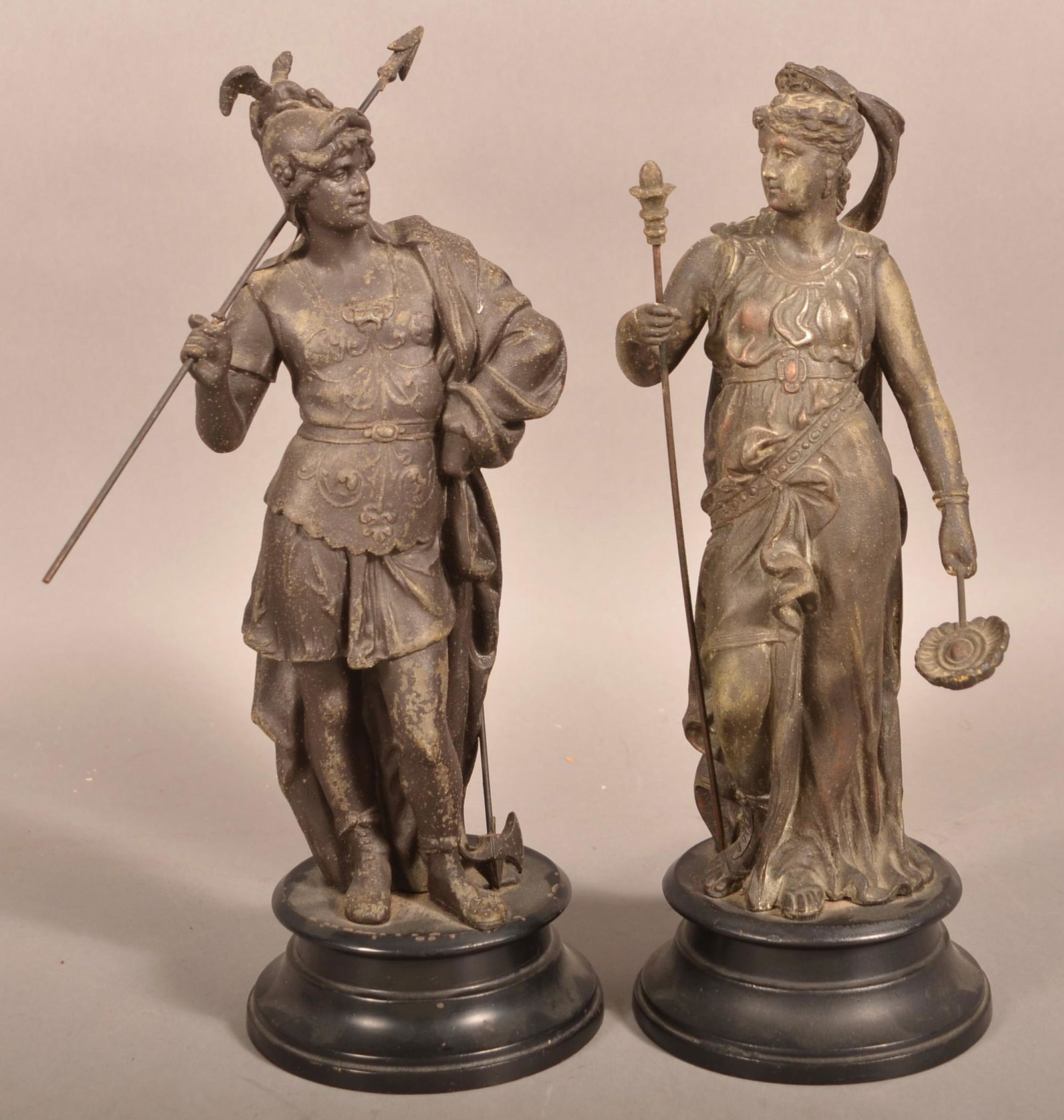 Pair of Antique Spelter Metal Classical Figurines (1 of 2)