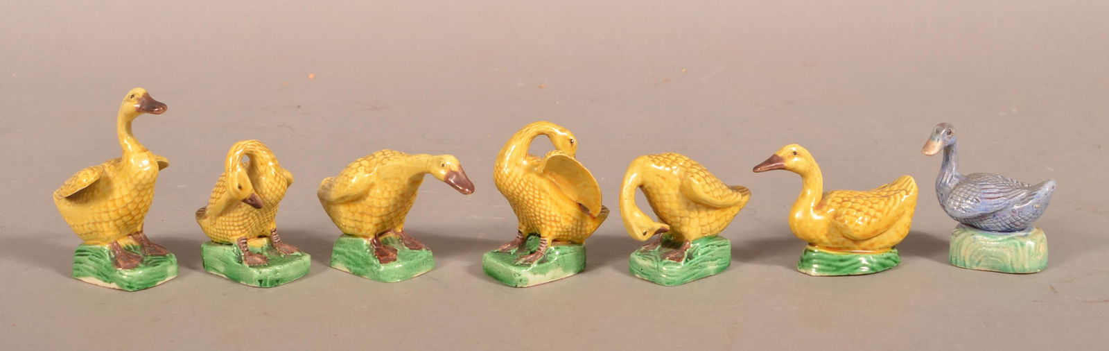 7 Vintage Chinese Glazed Porcelain Duck Figures (1 of 3)