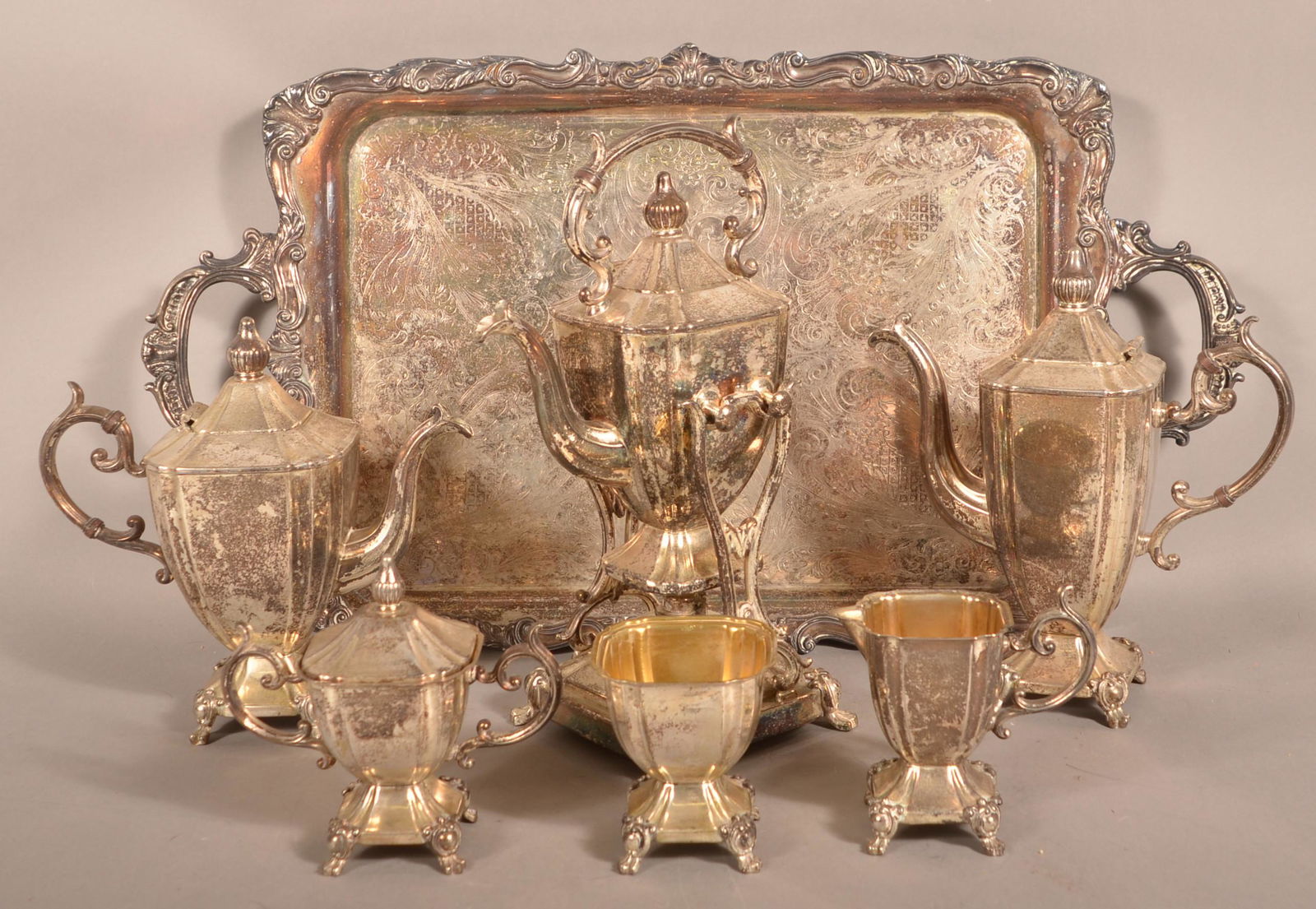 7 Piece Silver Plate Tea Service (1 of 6)